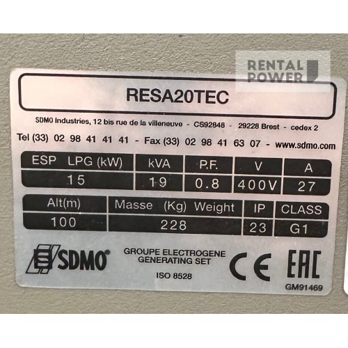 Генератор газовий SDMO RESA 20 TEC (17кВт)
