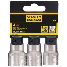 Набір торцевих головок 1/2 Maxi Drive, із шестигранним профілем, 3 шт: 21, 22 24 мм. STANLEY FMMT17095-0