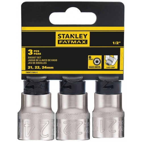 Набір торцевих головок 1/2 Maxi Drive, із шестигранним профілем, 3 шт: 21, 22 24 мм. STANLEY FMMT17095-0