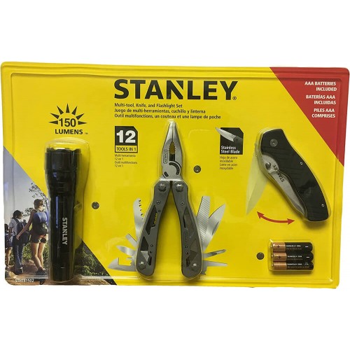 Універсальний інструмент MULTI-TOOL 12 в одному + ніж карманний + ліхтарик STANLEY STHT81502-0