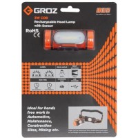 Ліхтарик налобний акумуляторний LED-220, 3W COB, 150 люмен Groz 55052