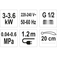 Нагрівач води проточної мережевий FALA до 60°С, 3 кВт, тиск 0,04-0,6 MPa, гусак l=100 см