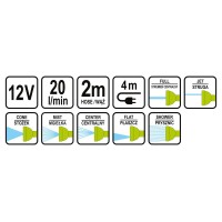 Душ портативний LUND 12 В 20 л/хв 4 м шланг 2 м 7 режимів