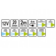 Душ портативний LUND 12 В 20 л/хв 4 м шланг 2 м 7 режимів