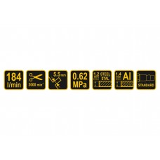 Ножиці пневматичні прямі VOREL 1/4" 3000 різ/хв 1.2 мм 0.62 Мпа 184 л/хв