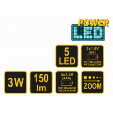 Ліхтар для велосипеда світлодіодний VOREL 3 Вт 150 лм 3 x ААА + 2 x АА