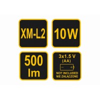 Ліхтар світлодіодний CREE XM-LM VOREL 10 Вт 500 лм 3 x АА