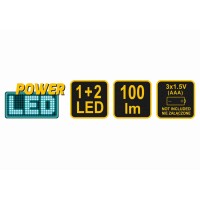 Ліхтар на чоло світлодіодний VOREL 1+2 LED 1 Вт 100 лм 55 x 47 x 29 мм 3 x ААА