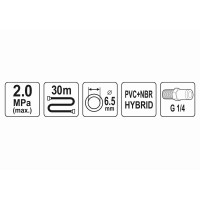Шланг пневматичний гібридний YATO 6.5 мм x 30 м 1/4"