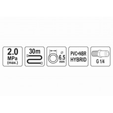 Шланг пневматичний гібридний YATO 6.5 мм x 30 м 1/4"