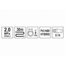 Шланг пневматичний гібридний YATO 8 мм x 30 м 1/4"