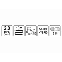 Шланг пневматичний гібридний YATO 12.5 мм x 10 м 3/8"
