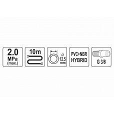 Шланг пневматичний гібридний YATO 12.5 мм x 10 м 3/8"