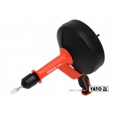 Трос для очищення каналізаційних труб на бобіні YATO 6 мм x 7.6 м з шпінделем до дрилі