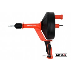 Трос для очищення каналізаційних труб на бобіні YATO 6 мм x 7.6 м з шпінделем до дрилі