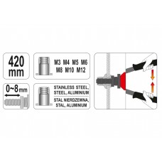 Заклепочник дворучний YATO для нітогайок М3-М12 420 мм
