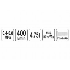 Ковш пневматичний для штукатурки стін YATO 4.5 л 4-8 бар 400 л/хв 50 м²/год