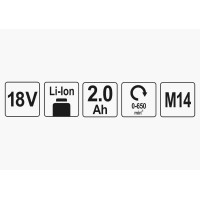 Міксер акумуляторний YATO Li-Ion 18 В 2 Агод 650 об/хв М14