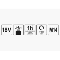Міксер акумуляторний YATO Li-Ion 18 В 650 об/хв М14 (БЕЗ АКУМУЛЯТОРА)