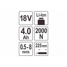Пістолет для клеїв і герметиків акумуляторний YATO Li-Ion 18 В 4 Агод для тюбів 225 мм 0.5-8 мм/с
