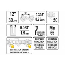 Ланцюг YATO l= 12"/ 30 см (50 ланок) для ланцюгових пил з направляючою шиною YT-84928