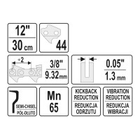 Ланцюг YATO l= 12"/ 30 см (44 ланки) для ланцюгових пил з направляючою шиною YT-84927